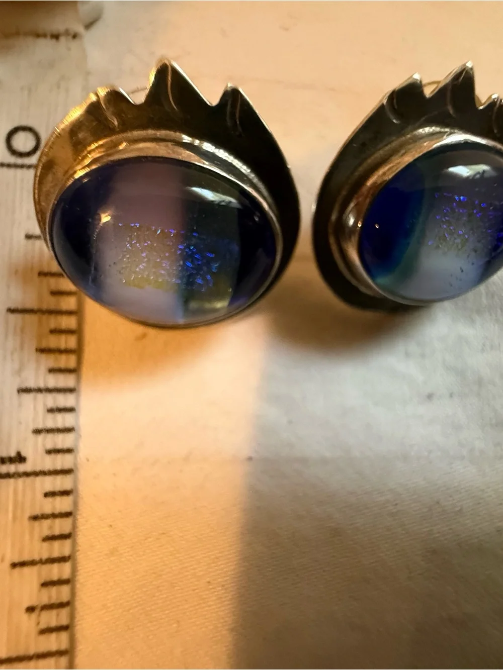 Handcrafted Blue Glass Sterling-Style Stud Earrings